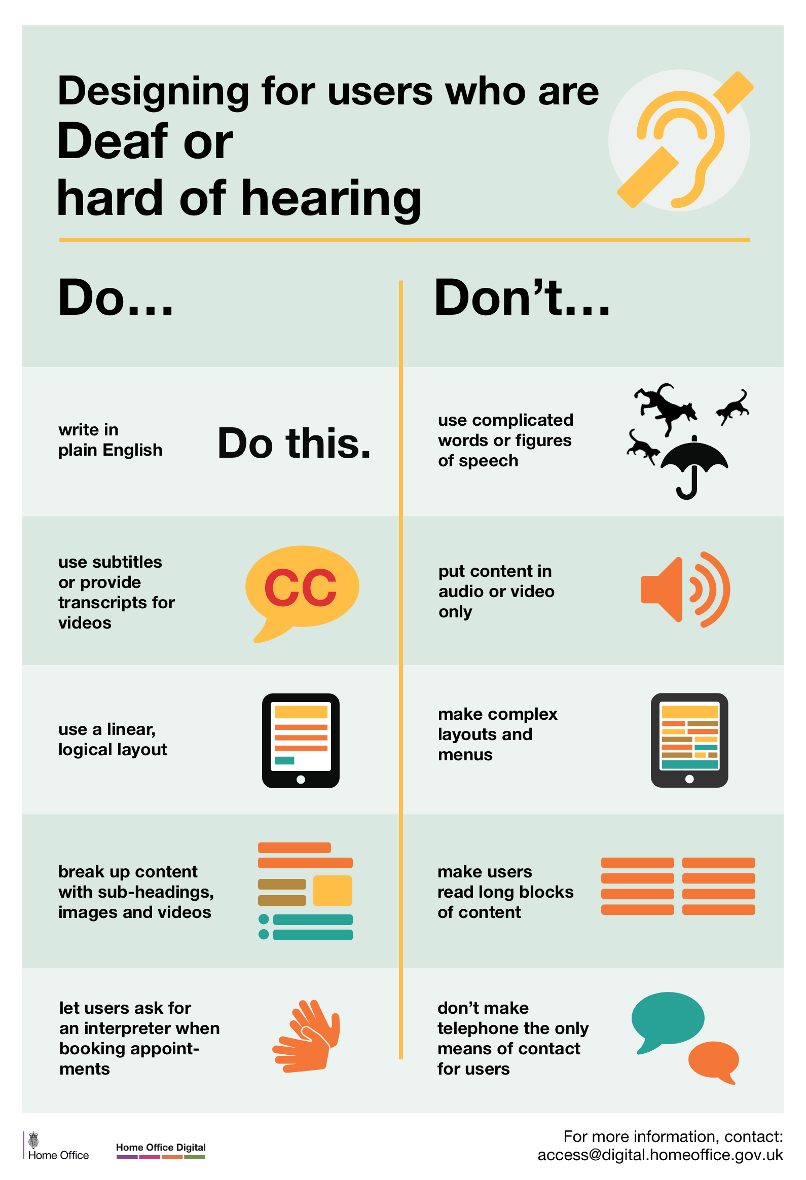 Designing for users who are Deaf or hard of hearing poster